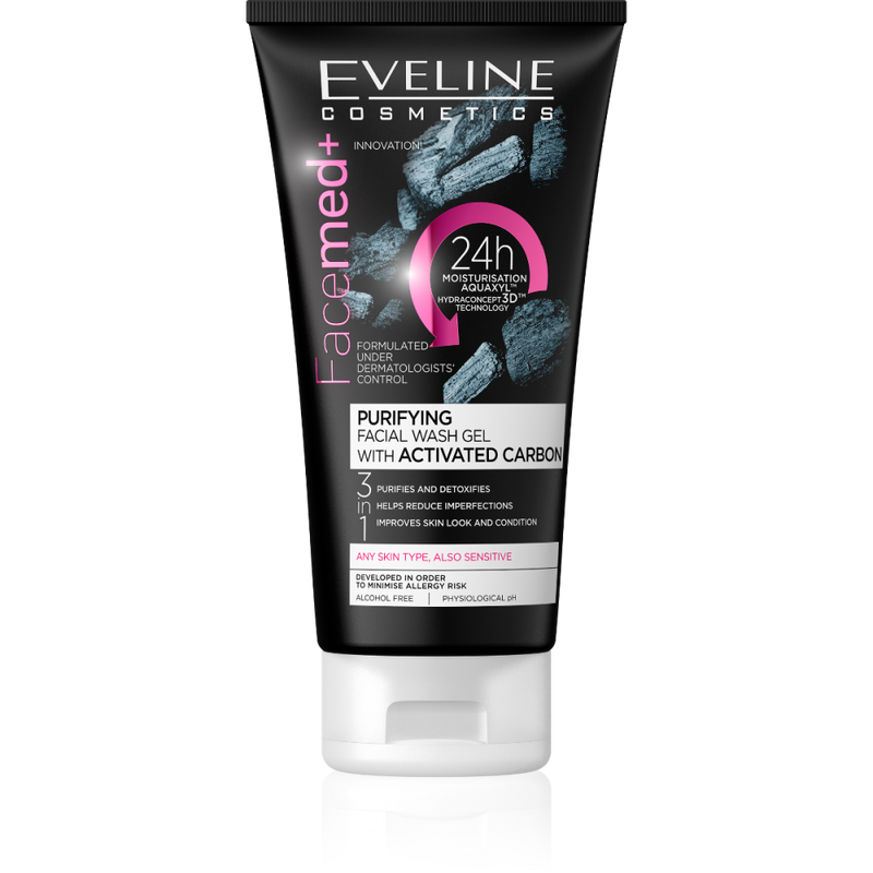 Charcoal Face Wash For Sensitive Skin Purifying Carbon Gel Eveline 150ml