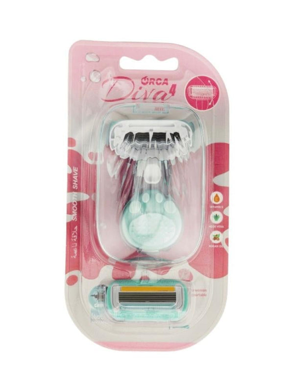 Orca Mini 4-Blade Travel Razor - 1 Handle + 2 Blades