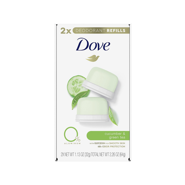 Dove Refillable Deodorant Kit, Cucumber & Green Tea Scent, 64g, Sensitive Skin