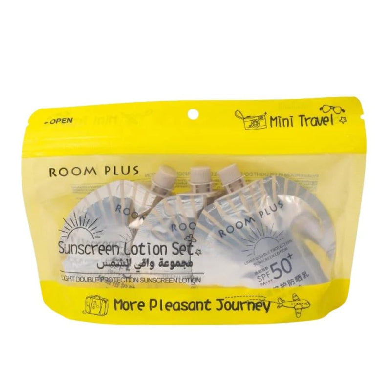 Room Plus SPF 50+ PA+++ Sunscreen Lotion, Travel Set, 3 x 30ml