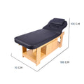 Salon System Black Synthetic Leather Massage Bed with Wooden Base