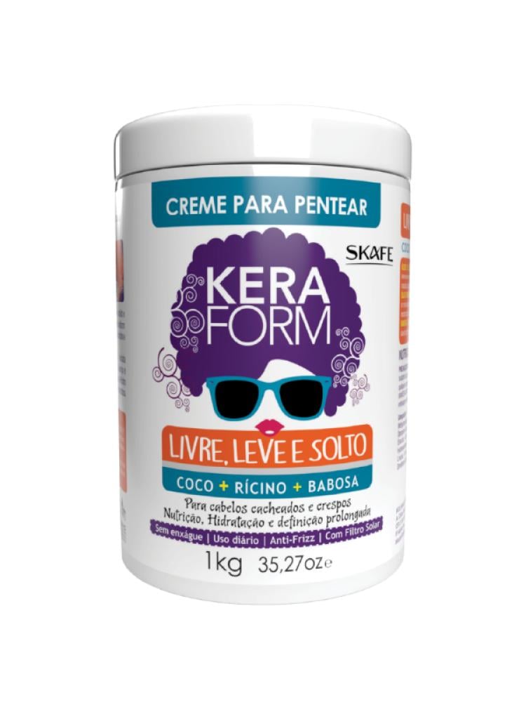 Skafe Kera Form Curly Hair Styling Cream - Aloe Vera, Coconut Oil, Castor Oil for Definition & Hydration, 1 kg