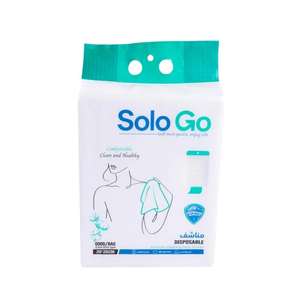 Solo Go Disposable Towels Facial Drying Wipes 20x20 cm 180 Count