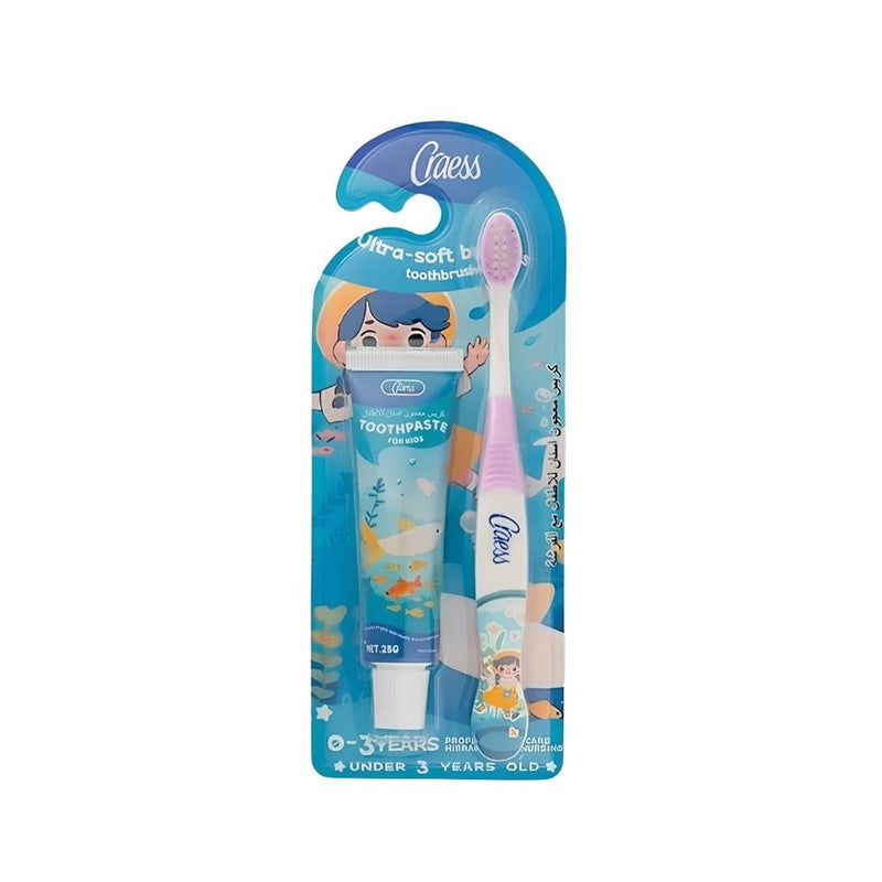 Kids Toothpaste and Toothbrush Set Gentle Training Kit Craess 0-3 Years