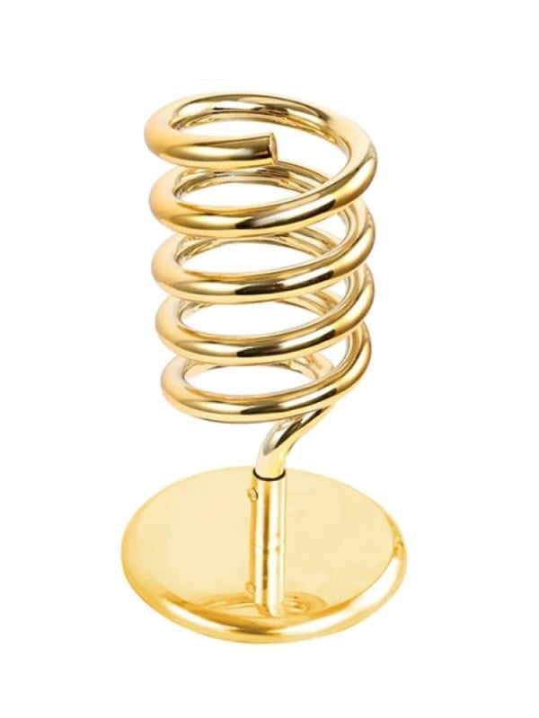 Salon System Gold Iron Base Hair Dryer Holder, Metal Stand for Salon and Home Organization