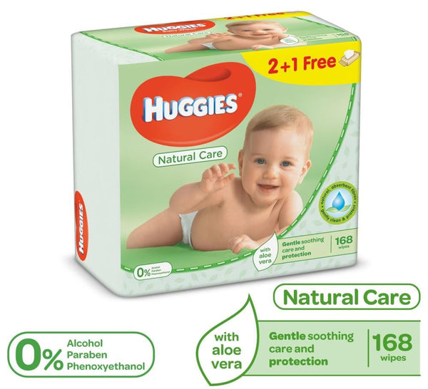 Baby Wipes Natural Care Sensitive Skin Fragrance Free Huggies 168 Pieces