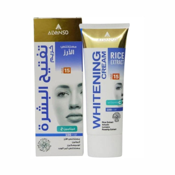 Alfanso Rice Extract Skin Brightening Cream with Vitamin C, Arbutin, SPF 15, 100ml