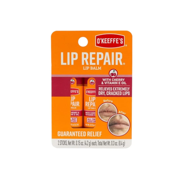 O'Keeffe's Lip Repair Balm, Cherry Oil & Vitamin E, 2 Pack, 8.4g