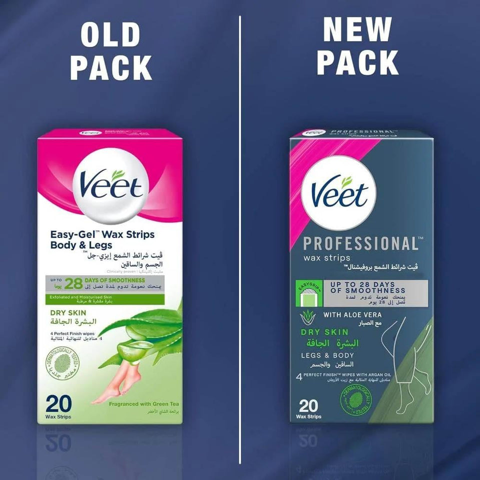 Veet Easy Gel Wax Strips for Dry Skin Hair Removal 20 strips