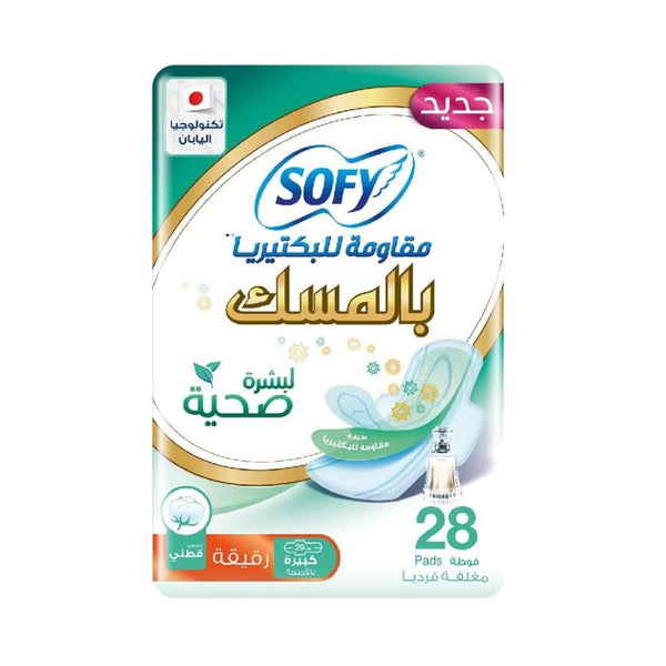 Sofy Antibacterial Sanitary Pads Slim Large Musk Scented 28 Count