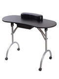 Salon System Portable Manicure Table with Arm Rest & Drawer - Black