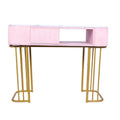 Salon System Pink Manicure Table with White Top & Gold Legs