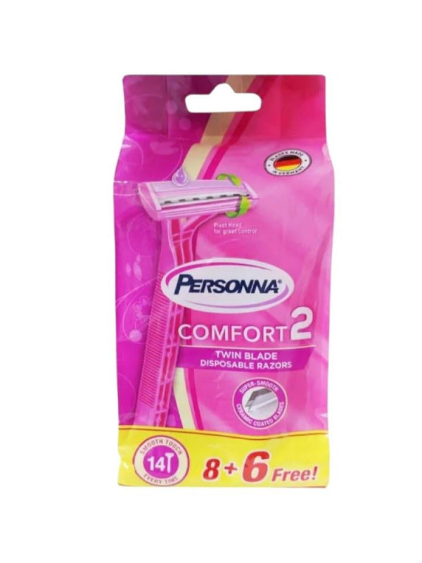 Personna Comfort 2 Women's Razor Blades with Vitamin E & Aloe Vera - 14 Count