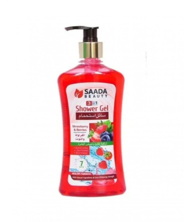 Saada Beauty 3-in-1 Shower Gel, Strawberry and Raspberry, 500ml