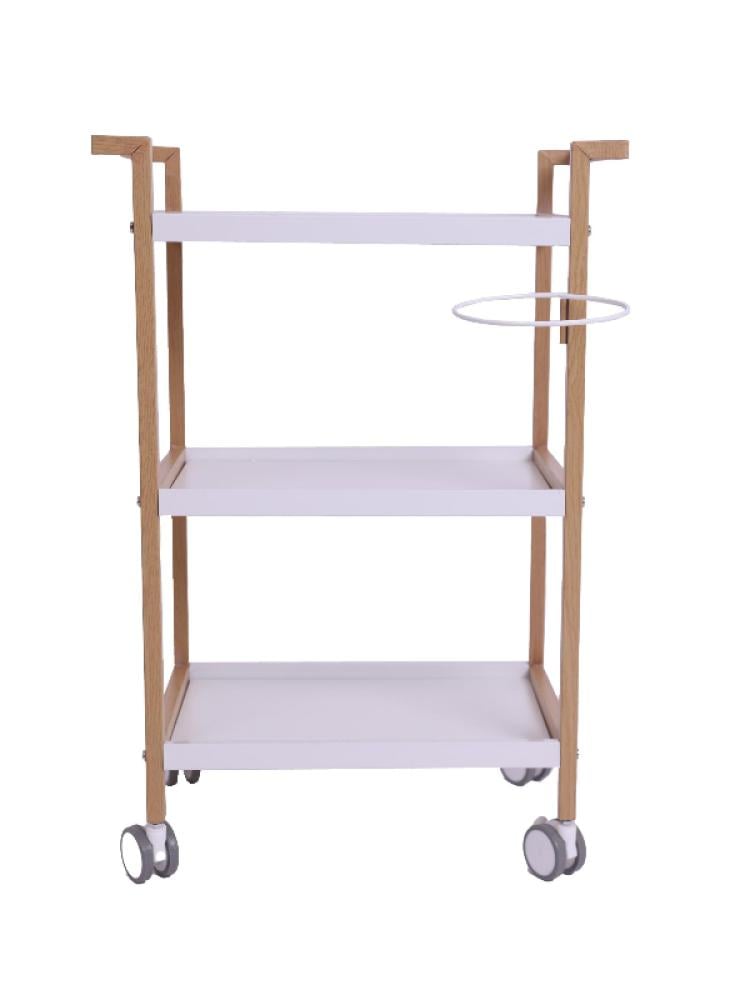 Salon System 3-Shelf Trolley Wooden Frame White