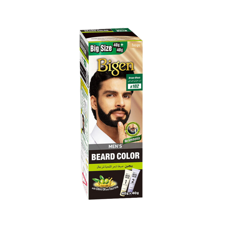 Bigen B102 Beard Hair Dye for Men, Black Brown, Cream Formula
