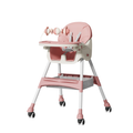 Convertible Baby High Chair Adjustable Height Pink Baby Love 1 Piece
