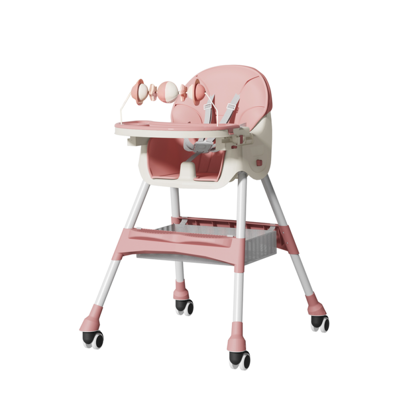 Convertible Baby High Chair Adjustable Height Pink Baby Love 1 Piece