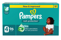 Pampers Diapers Taped Rash Protection Jumbo Box Size 4 96 Count