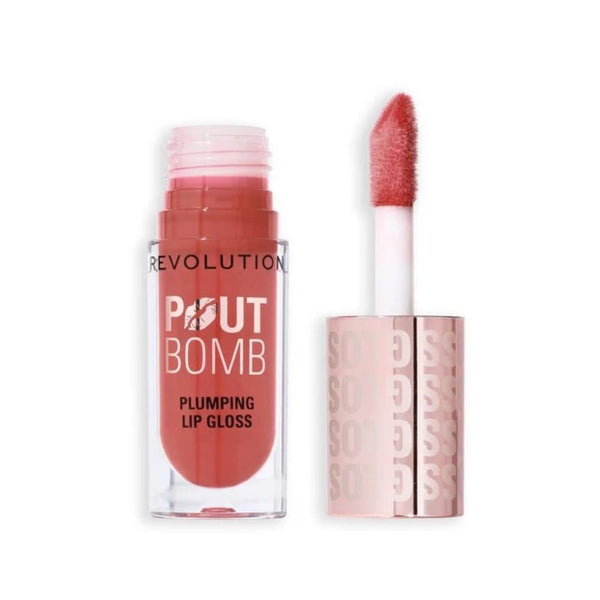 Revolution Boot Bomb Plumping Lip Gloss, Vitamin E, High Shine, Melba Warm Peach