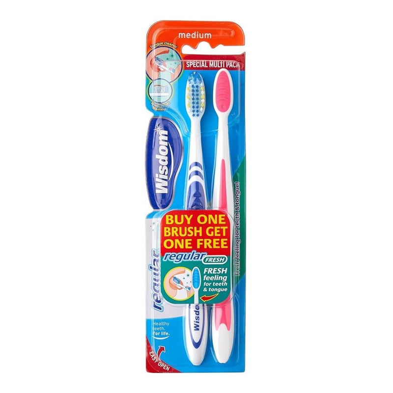 Wisdom Permanent Fresh Toothbrush Medium Bristles 2 Pack