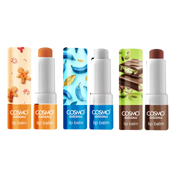 Cosmo Lip Balm Set - Gingerbread Cookies, Banana Cream, Pistachio Chocolate