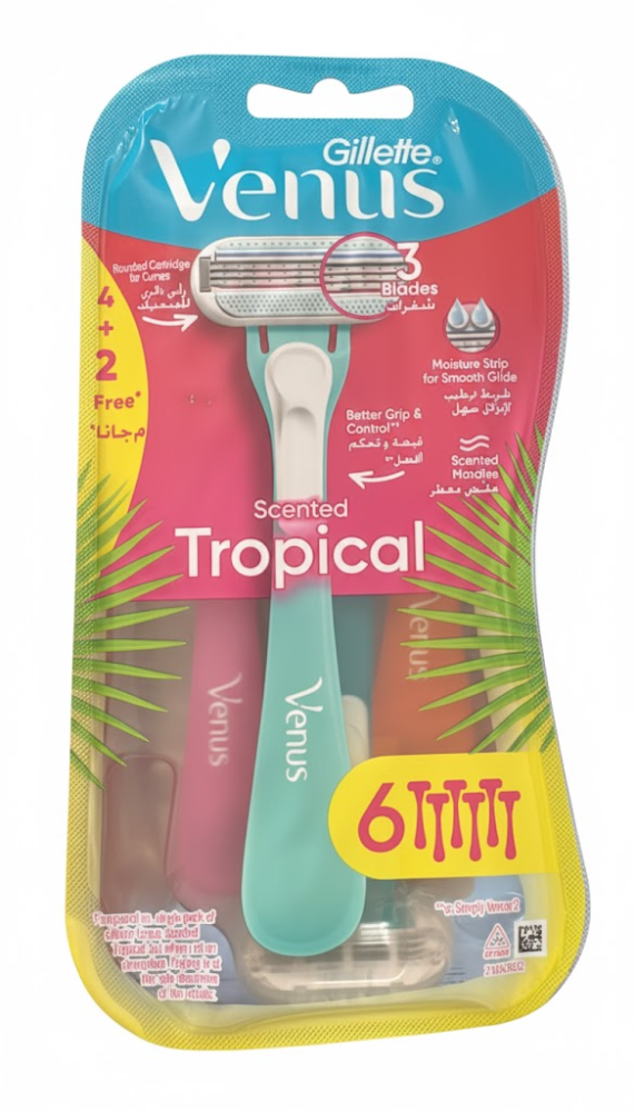 Venus Tropical Women's Disposable Razor Smooth Shave Gillette 6 Pcs