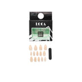 Almond Fake Nails Self-Adhesive Elegant Beige White Outline Luca 24pcs