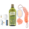 Dalan d'Olive Shower Gel with Olive Oil 400ml & Dove Soap 75g with Loofah