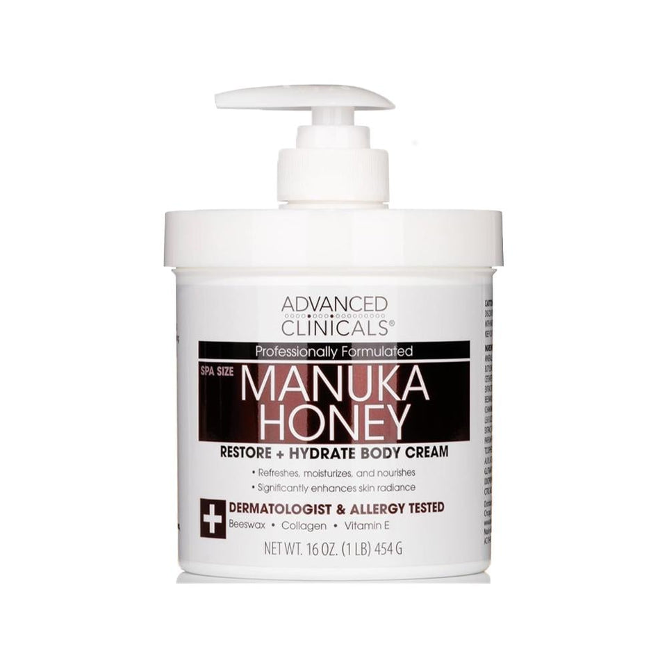 Advanced Clinicals Manuka Honey Restore Hydrate Body Cream Dry Skin 454g