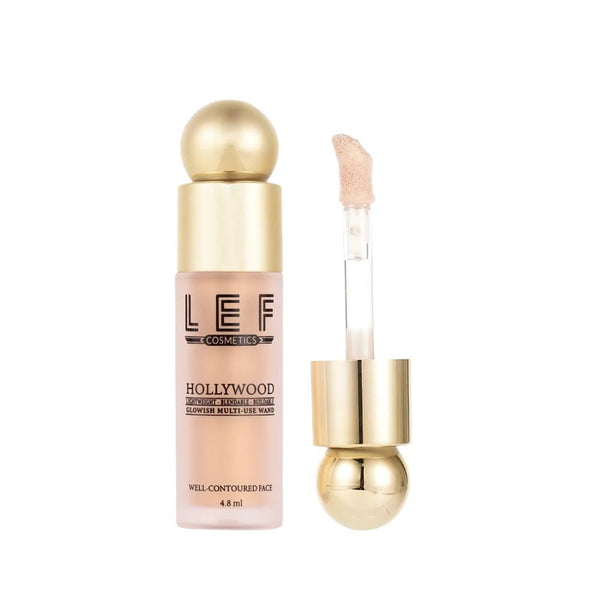 Lef Hollywood Glow Liquid Highlighter, 02 Gold Glow, Light-Reflecting