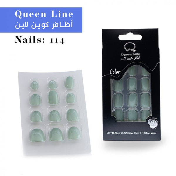 Queen Line Artificial Nail Set with Glue 24 Count