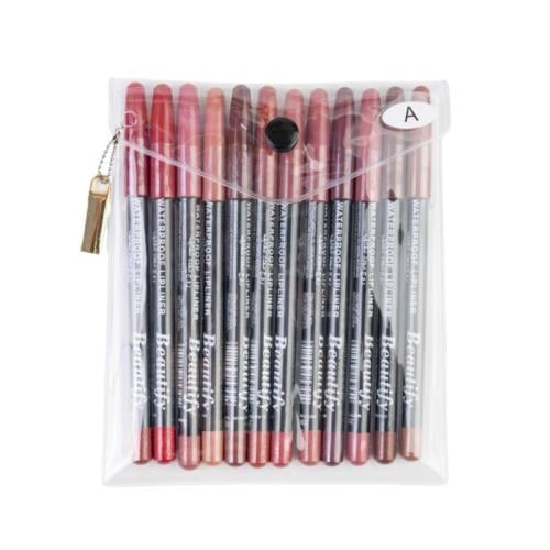 Real Beauty Lip Liner Set, 12 Piece Multi-Color Pencil Collection