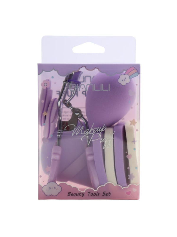 Makeup Tool Set 9-Piece Sponge & Lash Curler Salon System