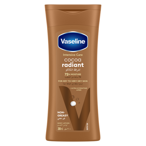 Vaseline Body Lotion Intensive Care Cocoa Radiant Hydrating Formula 200ml