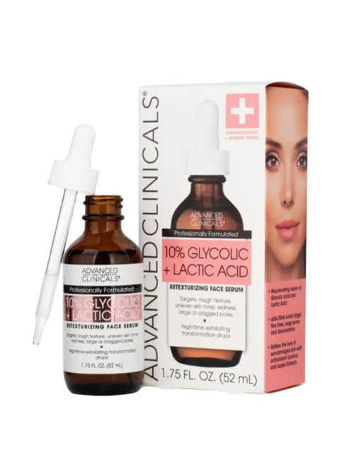 Exfoliating Face Serum with 10% Glycolic Acid by Advanced Clinicals 52ml