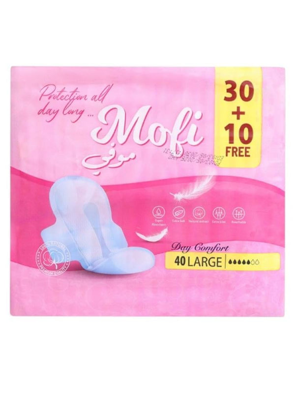 Maxi Day Pads with Wings High Absorbency Fragrance-Free Mofi 40 Pads