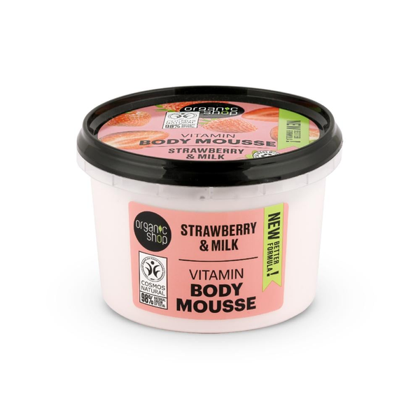 Best Body Mousse Strawberry & Milk Vitamin Foam Organic Shop 250ml