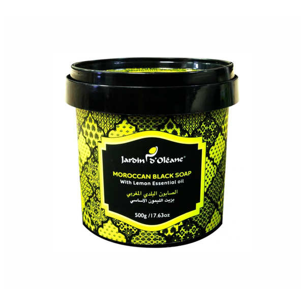 Jardin D'Oline Moroccan Black Soap with Lemon Essential Oil, 500g