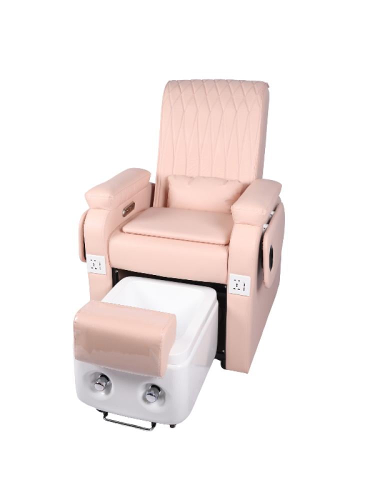 Salon System Massage Chair with Retractable Pedicure Tub - Pink