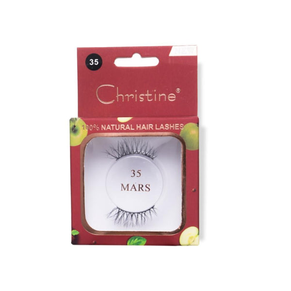 Christine Natural Hair Eyelashes No. 35, Flexible Cotton Band