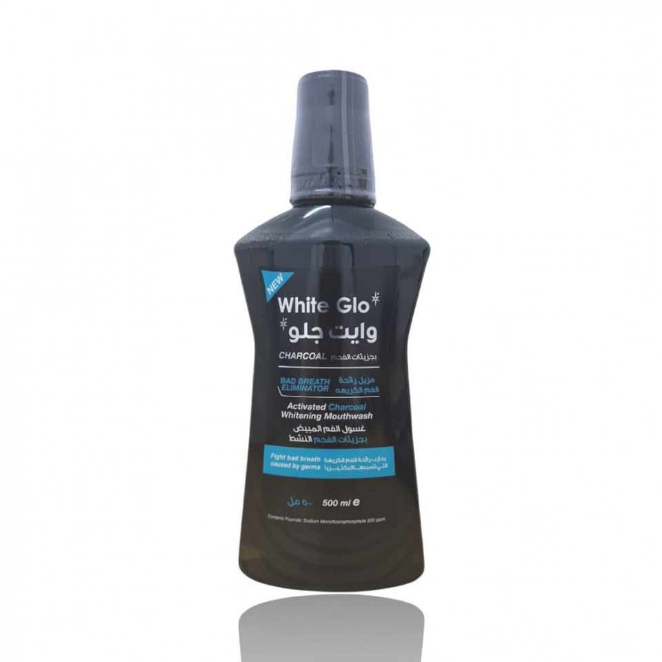 White Glo Charcoal Mouthwash - Fresh Breath & Cleaning - 500ml