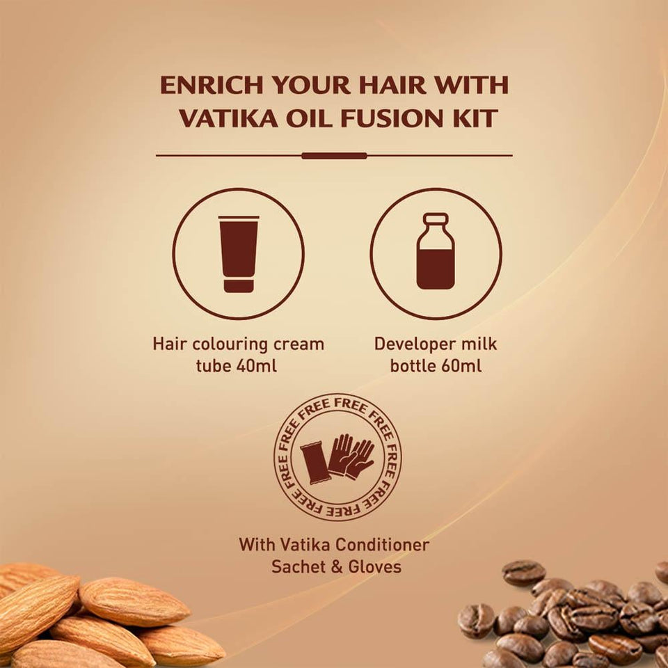 Vatika Oil Fusion Permanent Hair Colour Cream Dark Brown Natural Coverage 03