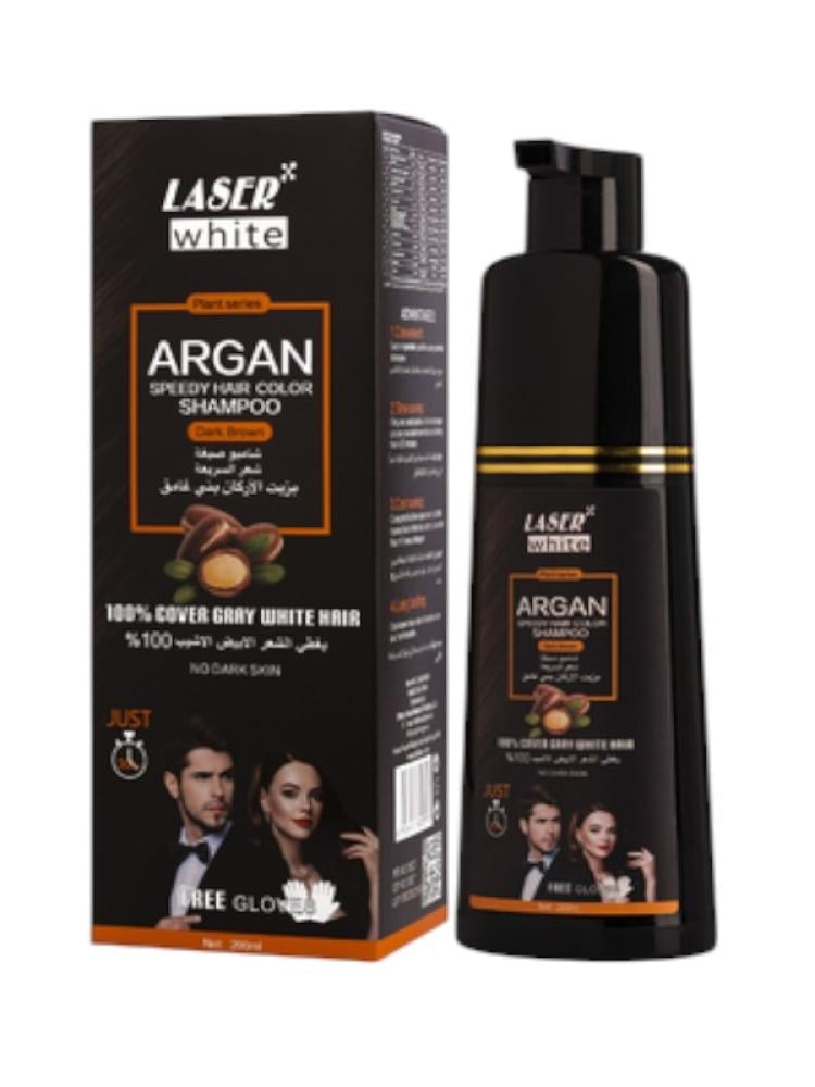 Laser White Argan Oil Hair Color Shampoo - Dark Brown, 200ml