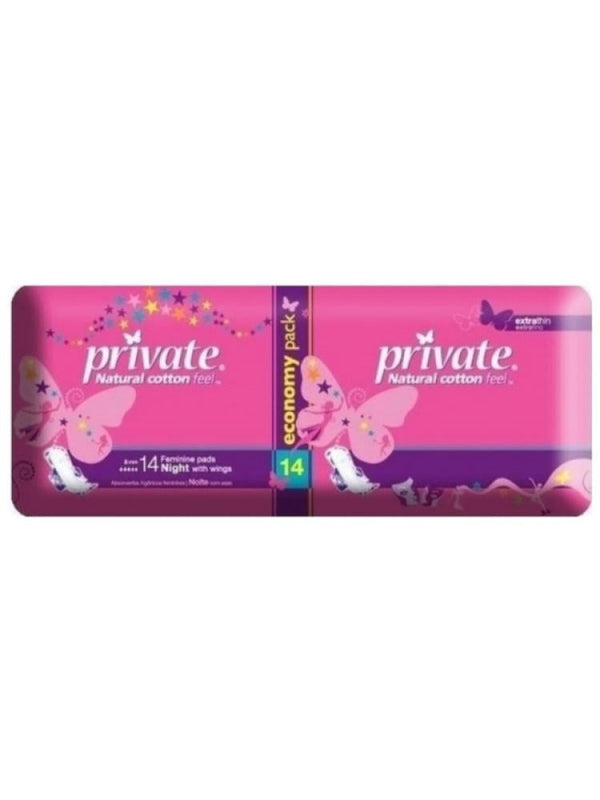 Ultra Thin Sanitary Pads Natural Cotton Night Wings Private 14 Pads