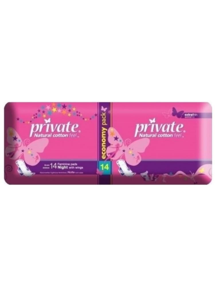 Ultra Thin Sanitary Pads Natural Cotton Night Wings Private 14 Pads