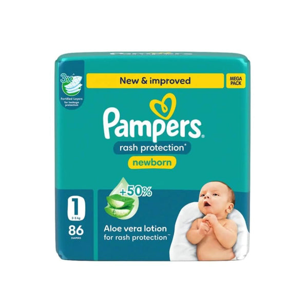 Pampers Diapers Taped Rash Protection Mega Pack Size 1 86 Count