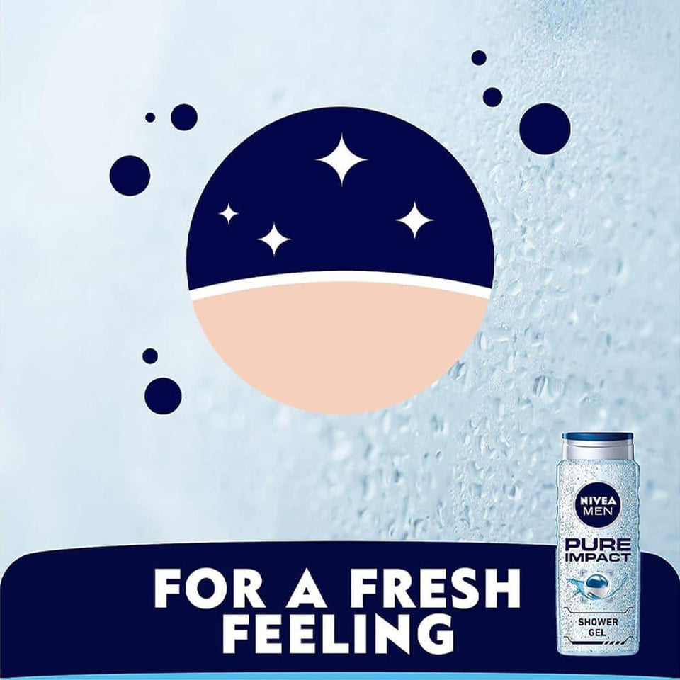 Nivea Shower Gel Pure Impact for Men Cleansing & Moisturizing 500ml