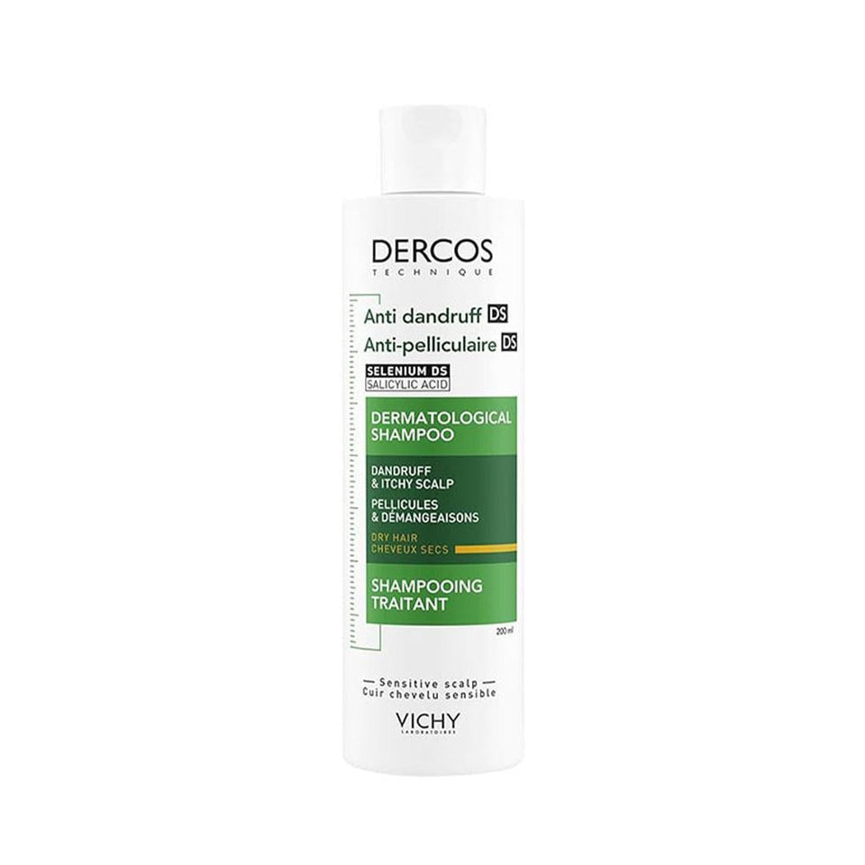 Vichy Dercos Anti-Dandruff Shampoo for Dry Hair Itch Relief & Scalp Hydration 200ml