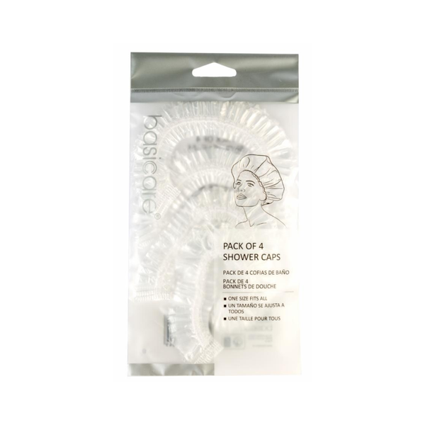 Basic Care Shower Cap Set Waterproof Reusable 4-Pack